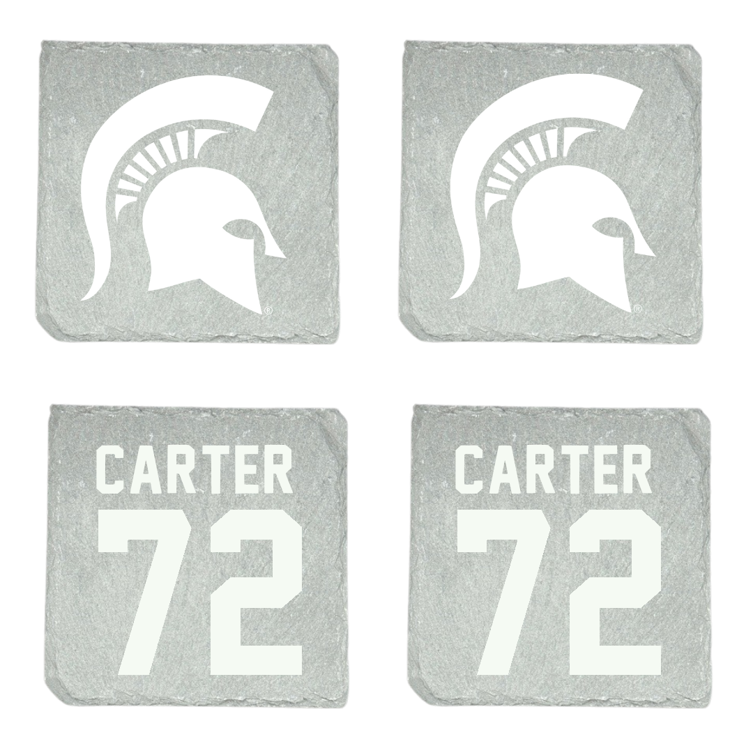 Michigan State University Football Stone Spartan Coaster (4 Pack)  - #72 Caleb Carter