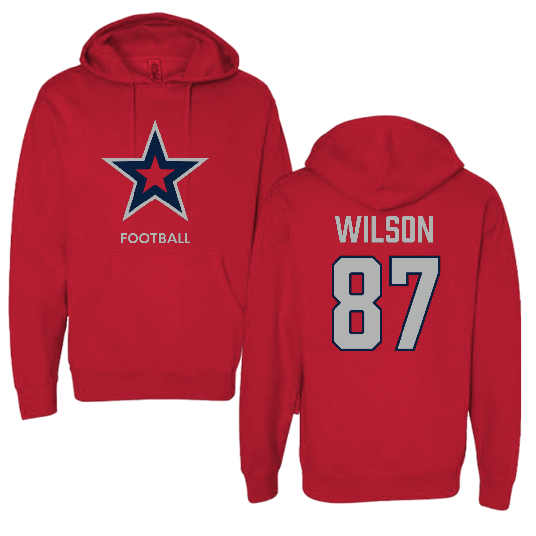 Robert Morris University Football Red Mascot Hoodie - #87 Trevor Wilson