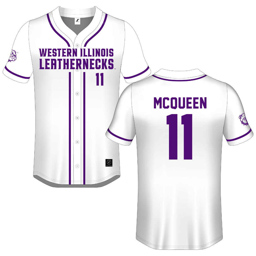 Western Illinois University White Button-Down Jersey - #11 Tori McQueen