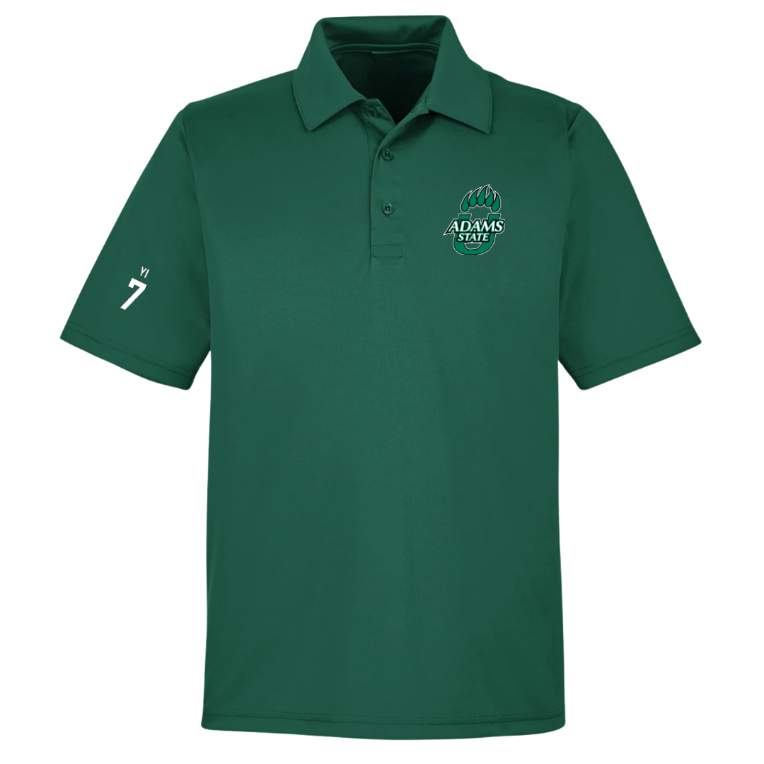Adams State University Baseball Forest Green Polo - #7 Austin Yi