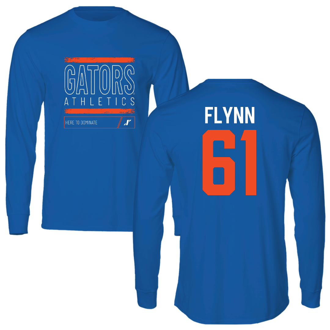 University of Florida Football Blue Dominate Long Sleeve - #61 Nicolas Flynn