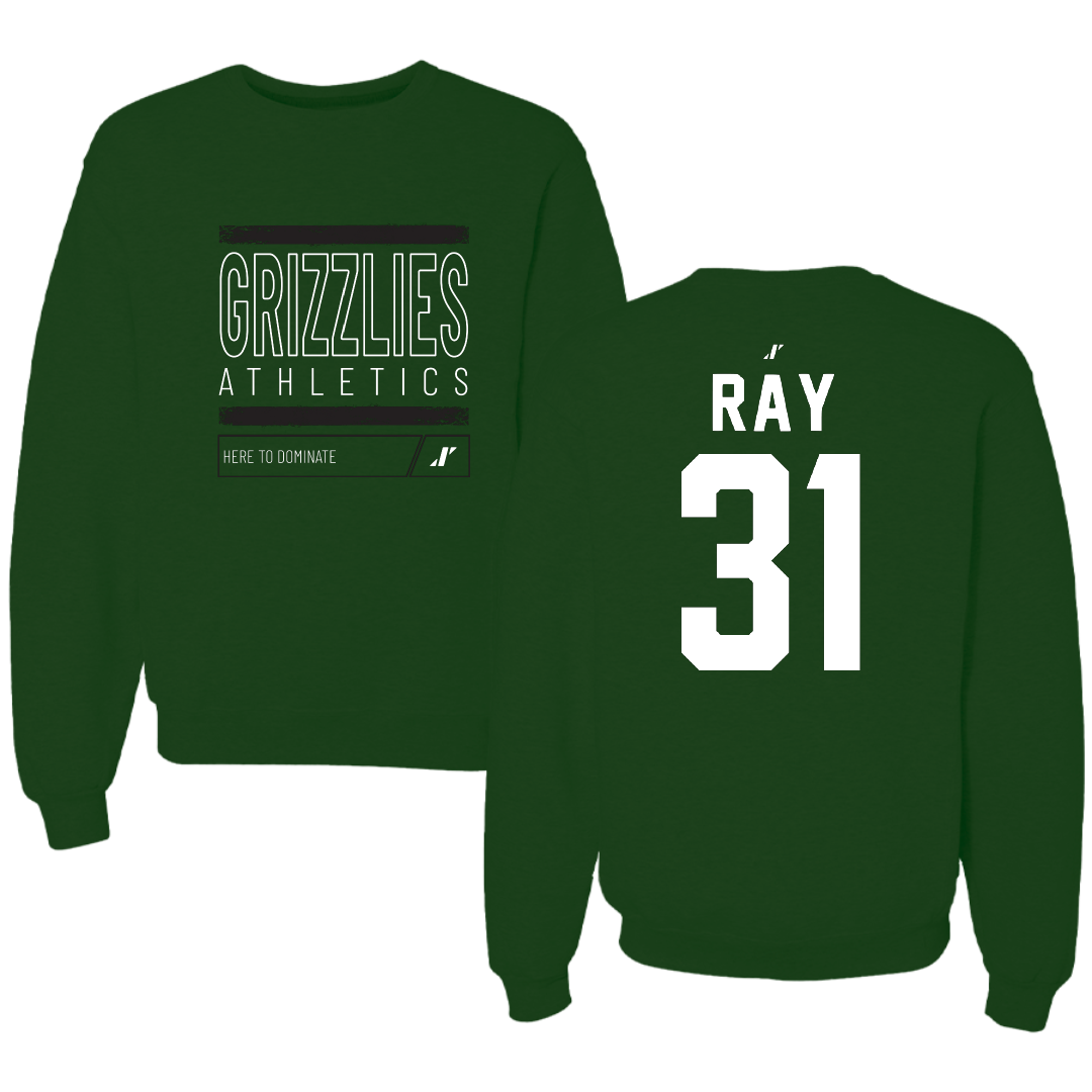 Adams State University Football Forest Green Dominate Crewneck - #31 Zach Ray
