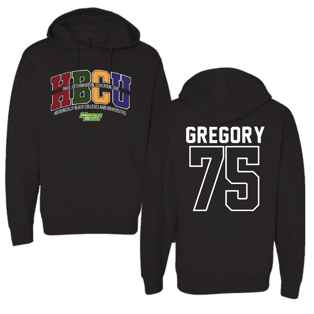 Norfolk State University Football Black HBCU Hoodie - #75 Evan Gregory