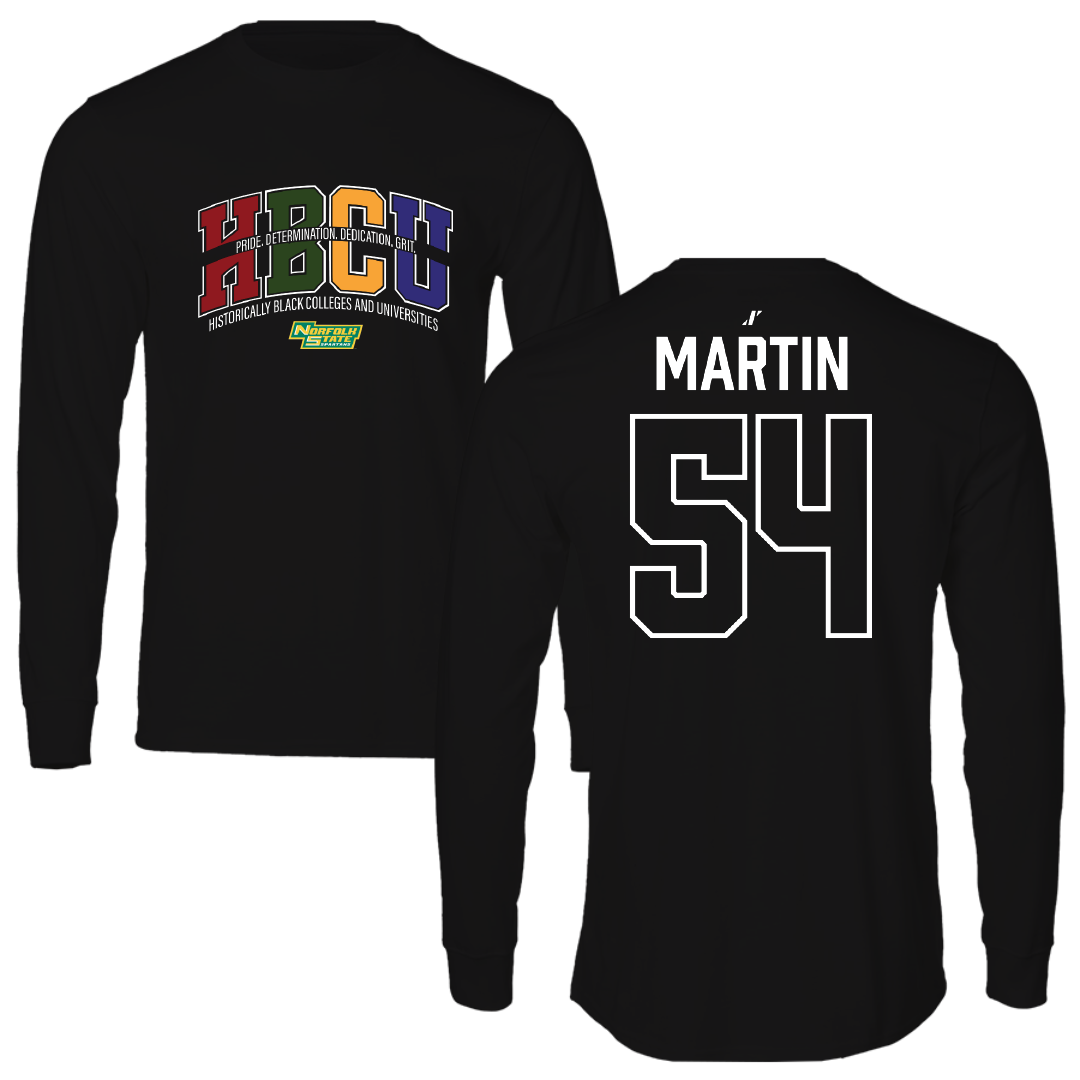 Norfolk State University Football Black HBCU Performance Long Sleeve - #54 Javontay Martin