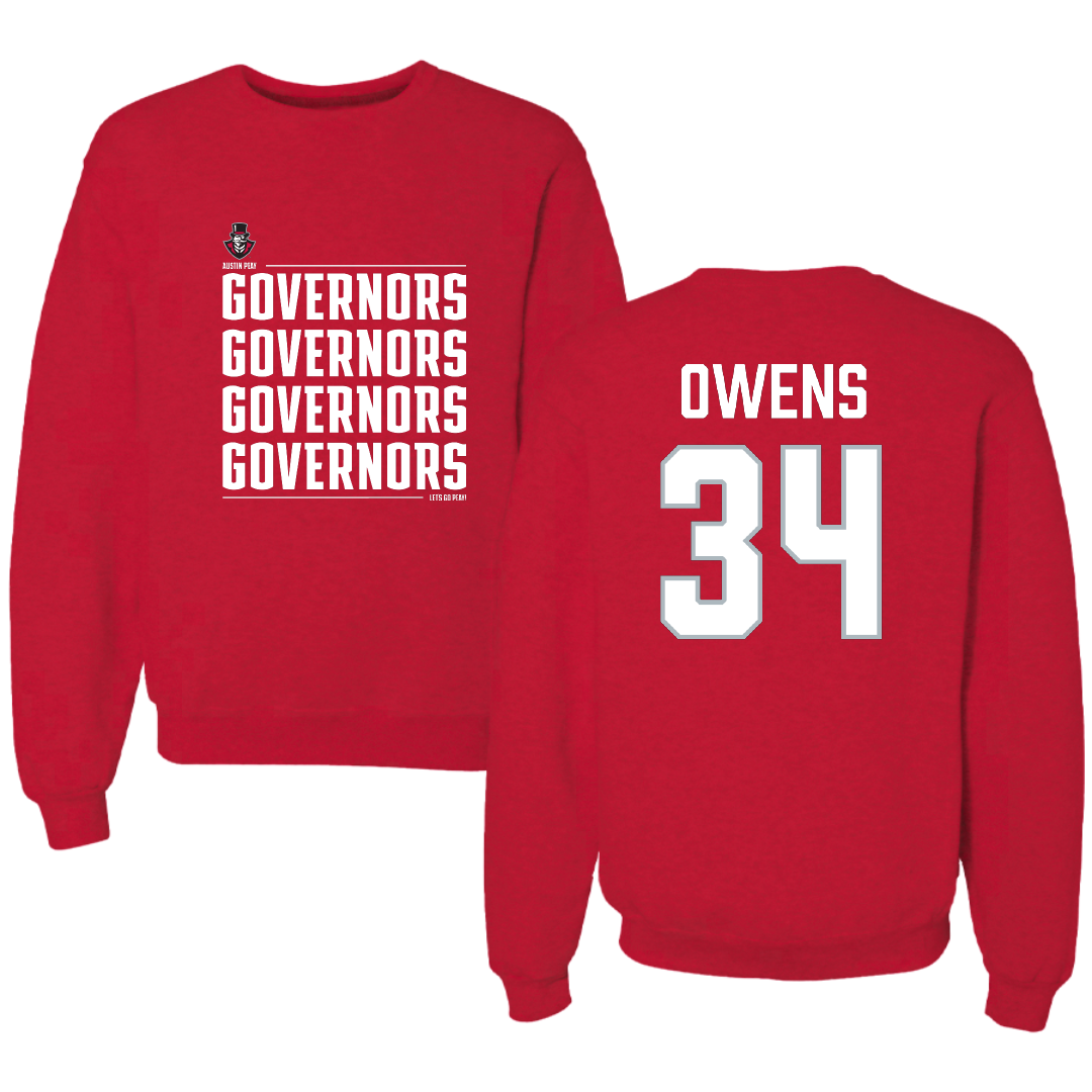 Austin Peay State University Football Red General Crewneck - #34 KT Owens