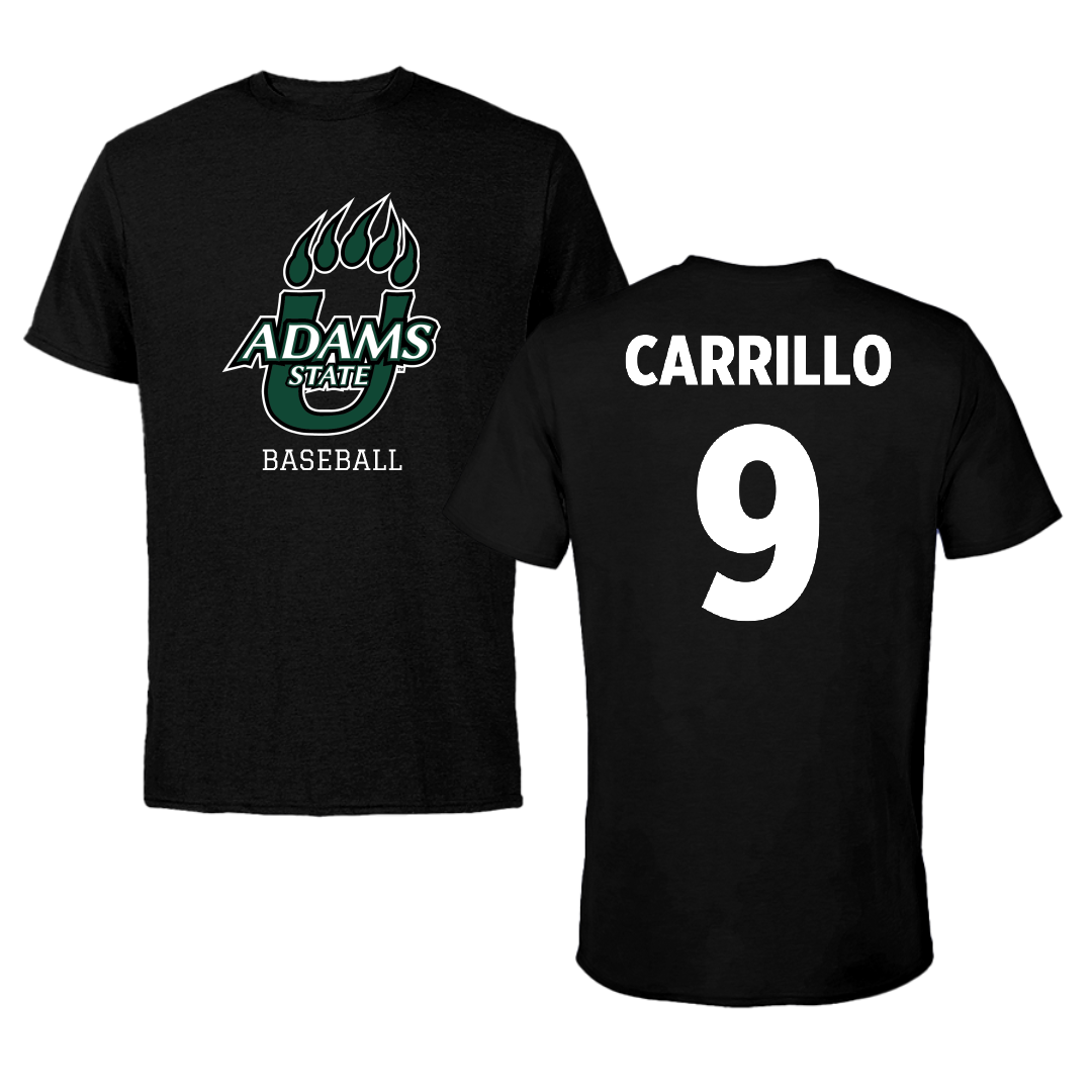 Adams State University Baseball Black State Tee - #9 Macs Carrillo