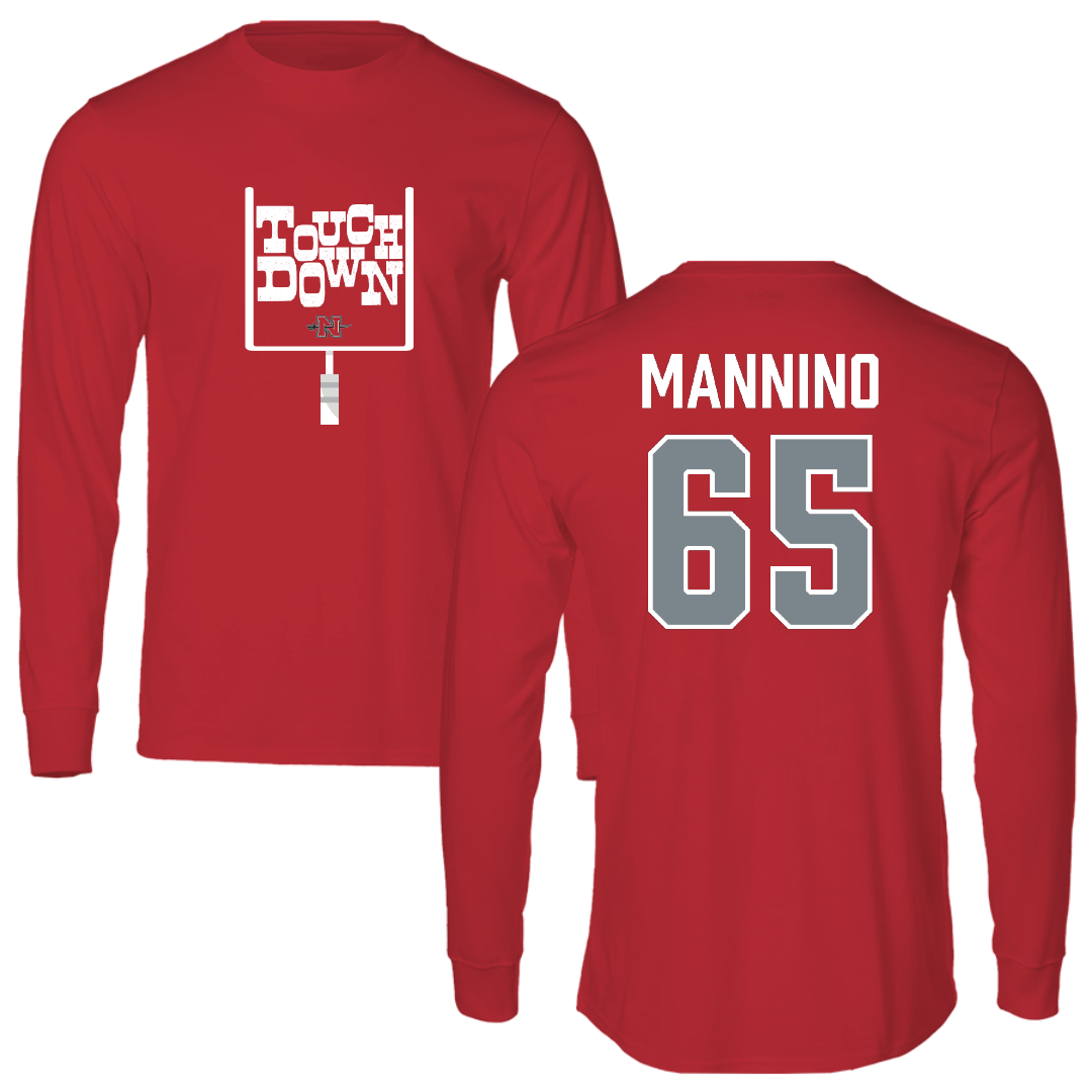 Nicholls State University Football Red Touchdown Long Sleeve - #65 Christian Mannino