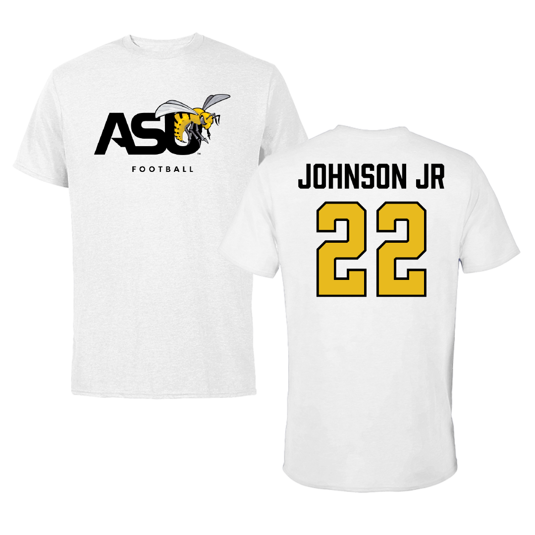 Alabama State University Football White ASU Performance Tee - #22 Terence Johnson Jr