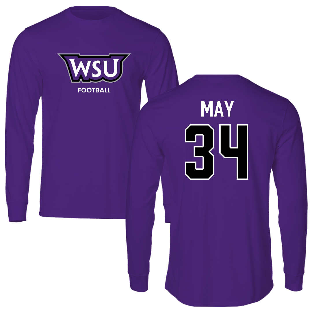 Weber State University Football Purple Performance Long Sleeve - #34 Colter May