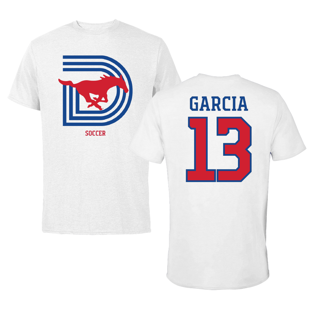 Southern Methodist University Soccer (M) White Performance Tee - #13 Richie Garcia