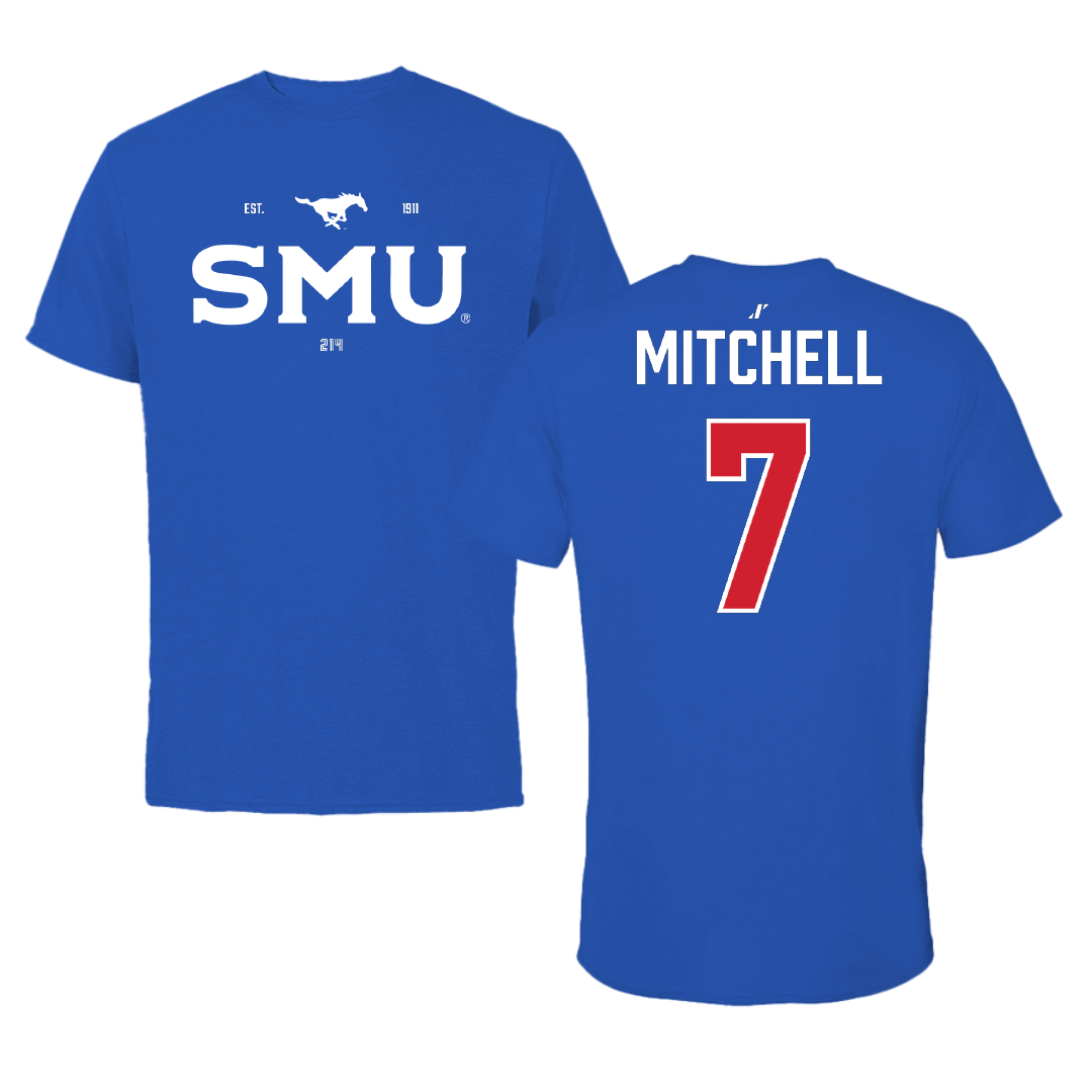 Southern Methodist University Soccer Blue General Performance Tee - #7 Jaylinn Mitchell