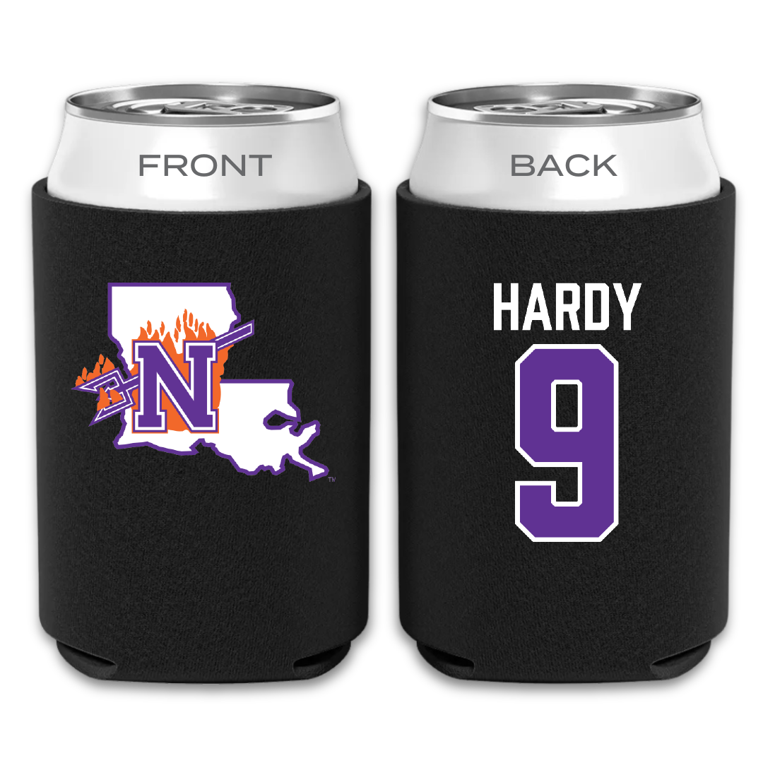 Northwestern State University Football Black Can Cooler - #9 Cam Hardy