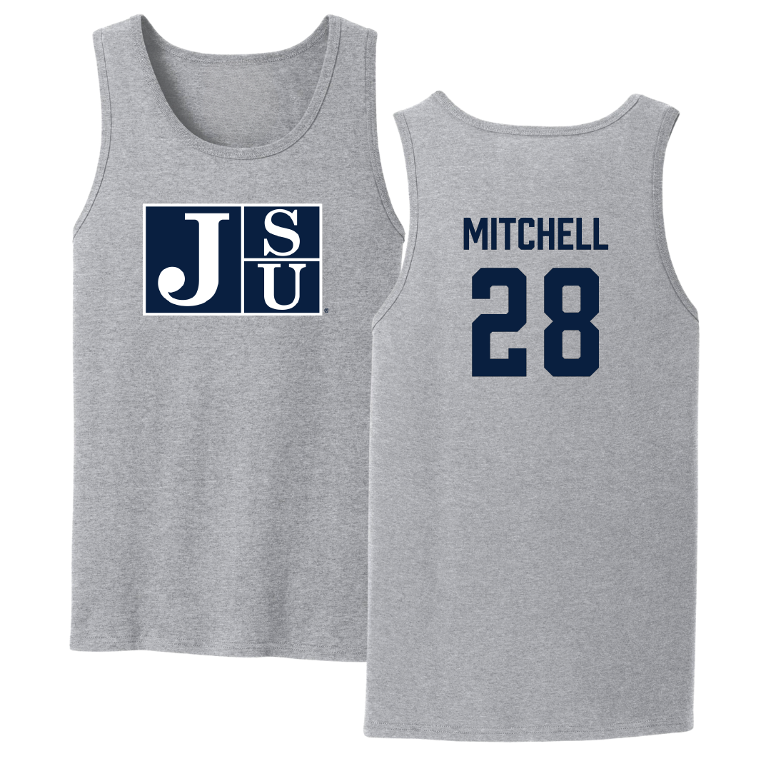 Jackson State University Football Sport Gray Tank Top - #28 Bruce Mitchell