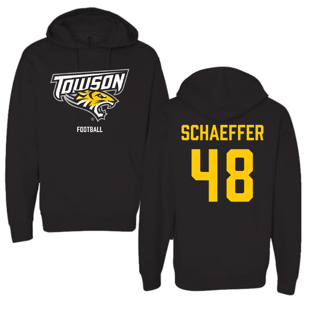 Towson University Football Black Hoodie - #48 CJ Schaeffer
