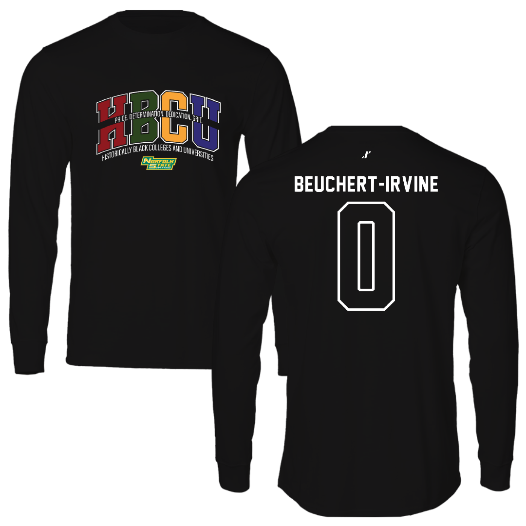 Norfolk State University Football Black HBCU Performance Long Sleeve - #0 Sage Beuchert-Irvine
