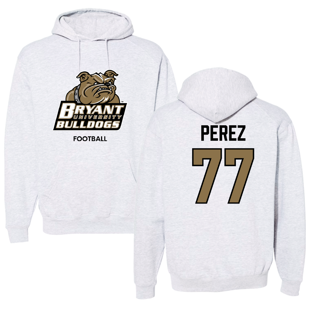 Bryant University Football Light Gray Hoodie - #77 Anthony Perez