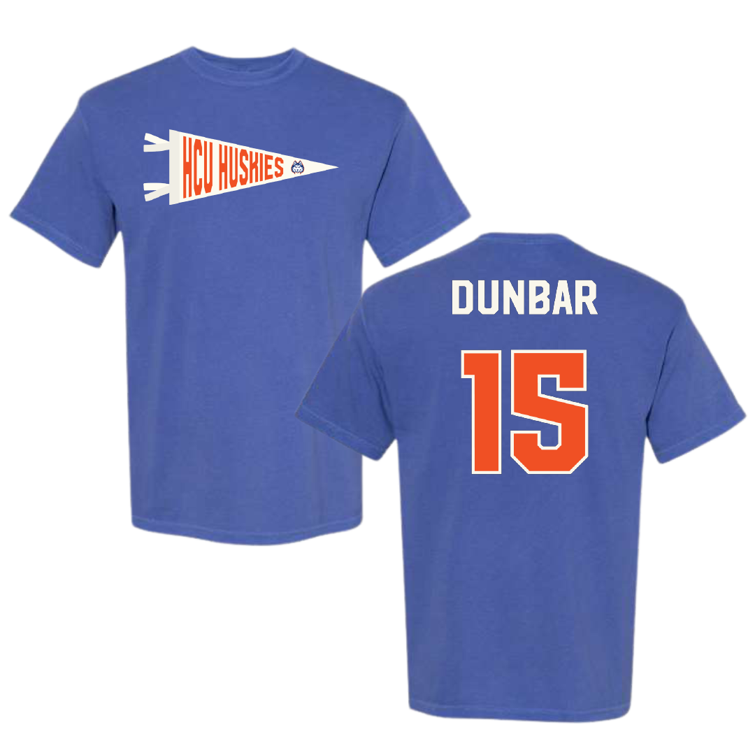 Houston Christian University Soccer (W) Blue Pennant Comfort Colors Tee - #15 Brynn Dunbar