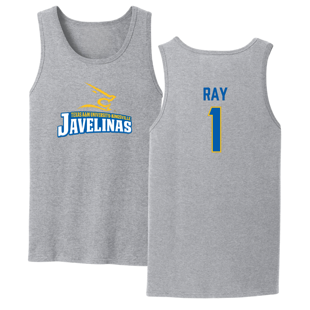Texas A&M University-Kingsville Basketball Sport Gray Tank Top - #1 Shelby Ray