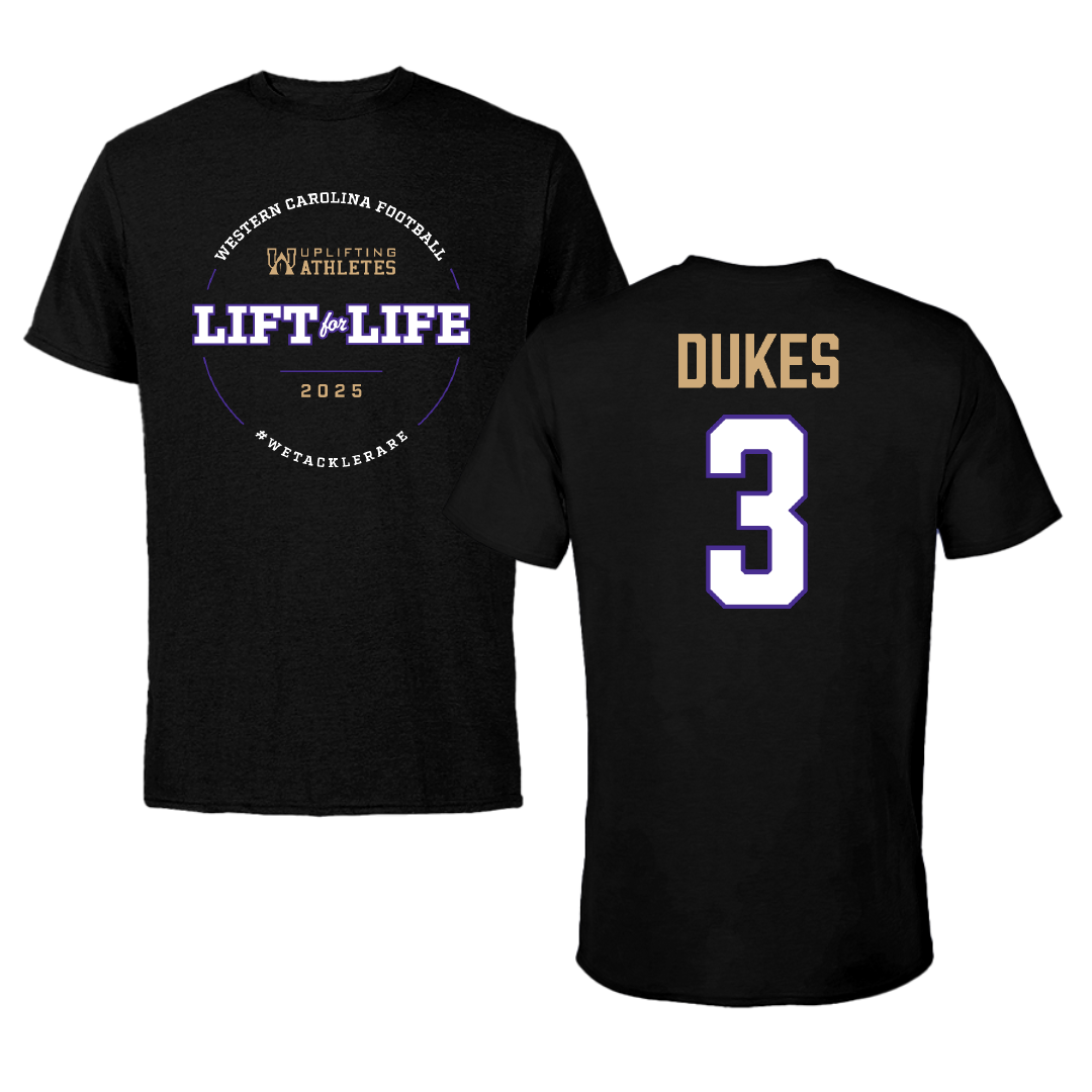 Western Carolina University Football Black Uplifting Athletes Football Tee - #3 Samaurie Dukes