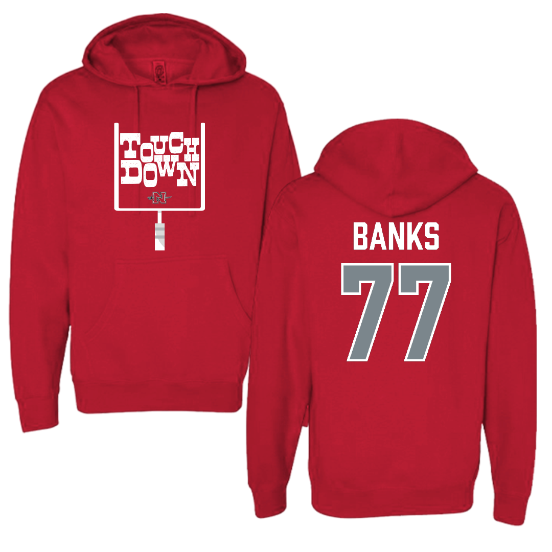 Nicholls State University Football Red Touchdown Hoodie - #77 Cam Banks