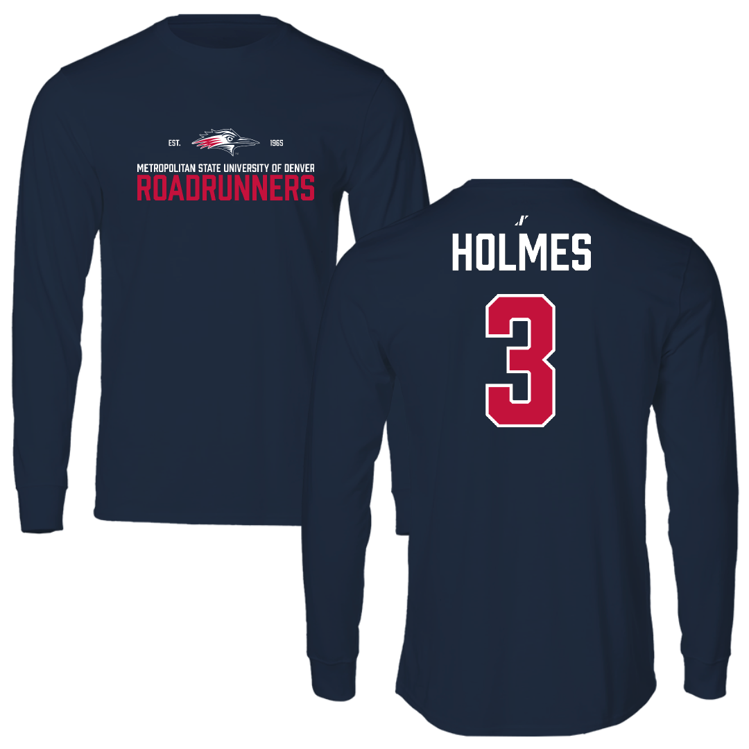 Metropolitan State University of Denver Basketball Navy General Performance Long Sleeve - #3 Caden Holmes