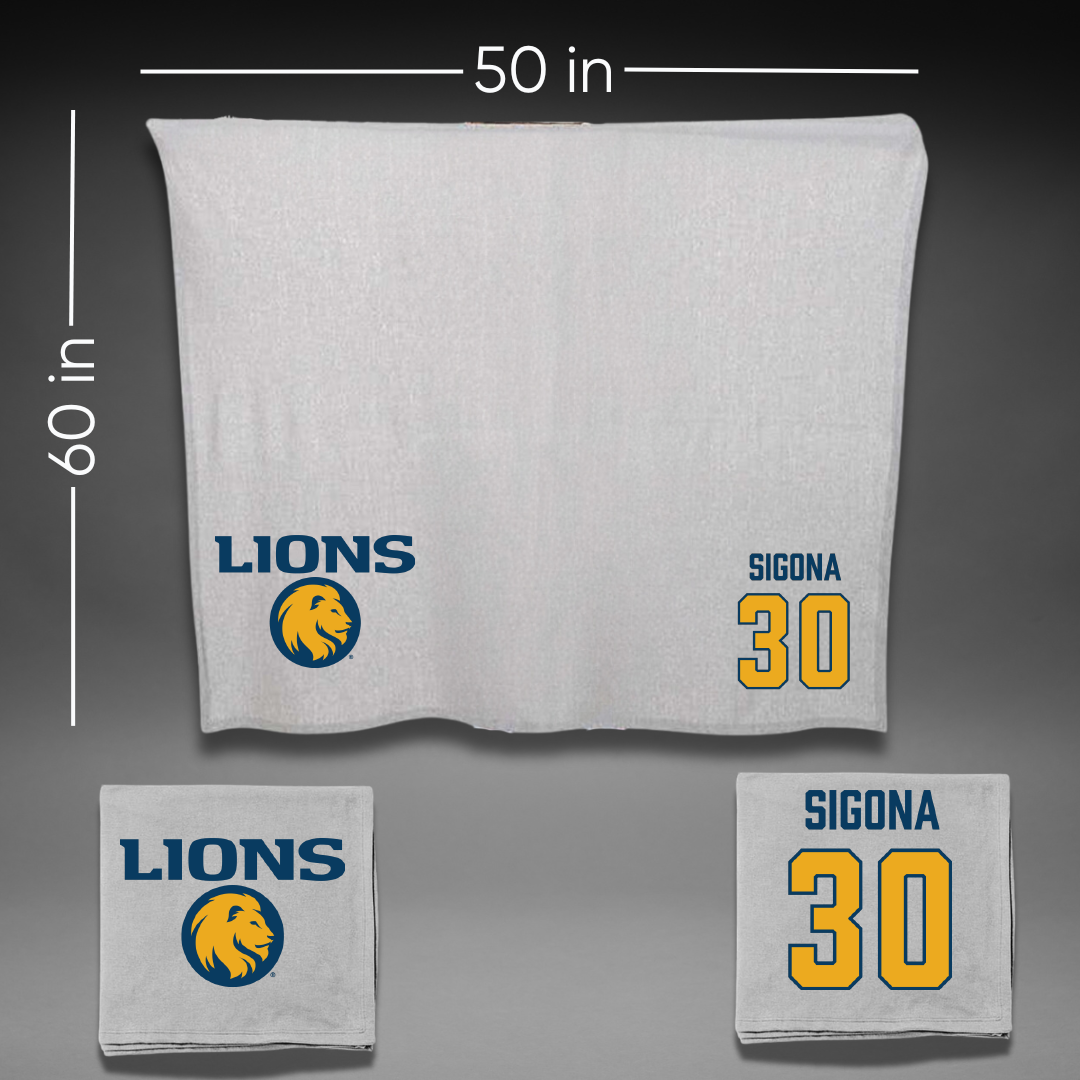 East Texas A&M University Basketball Gray Lions Blanket - #30 Vinny Sigona