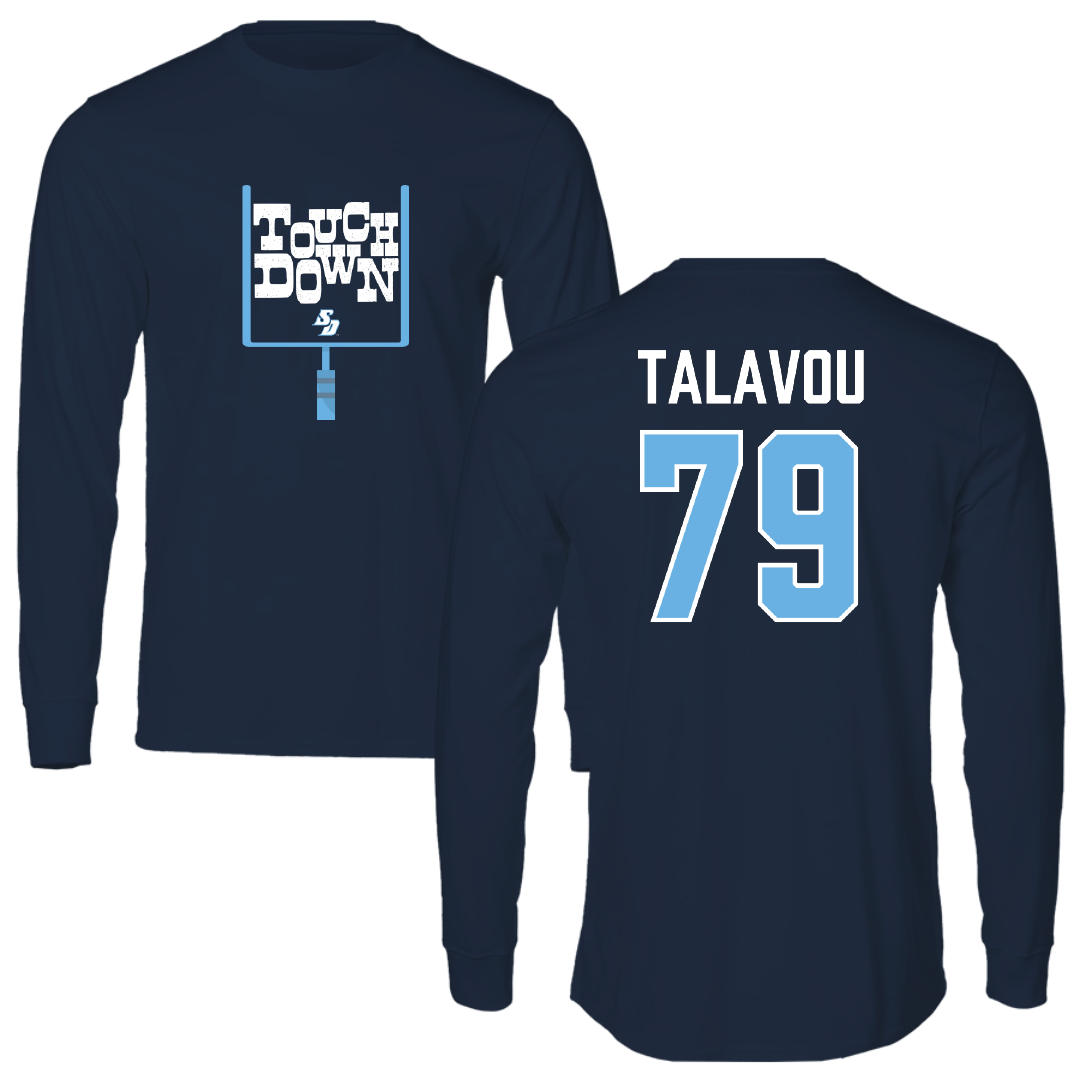 University of San Diego Football Navy Touchdown Long Sleeve - #79 Maicah Talavou
