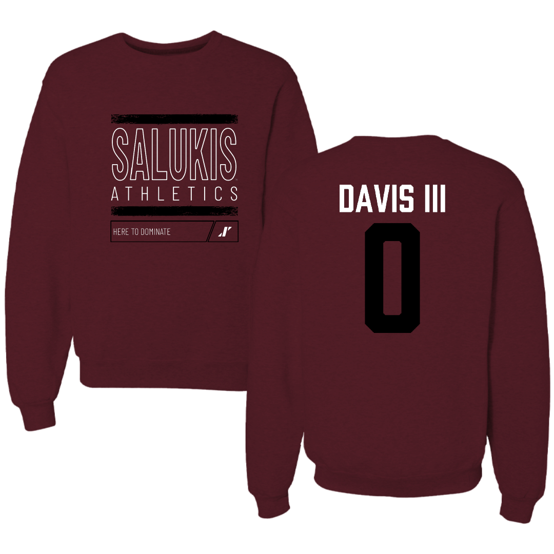 Southern Illinois University at Carbondale Football Maroon Dominate Crewneck - #0 Vinson Davis III