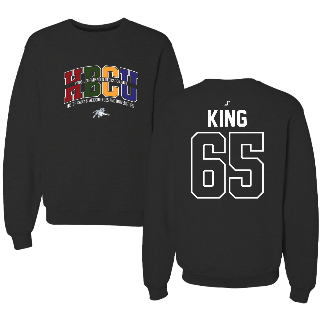Jackson State University Football Black HBCU Crewneck - #65 Jackson King