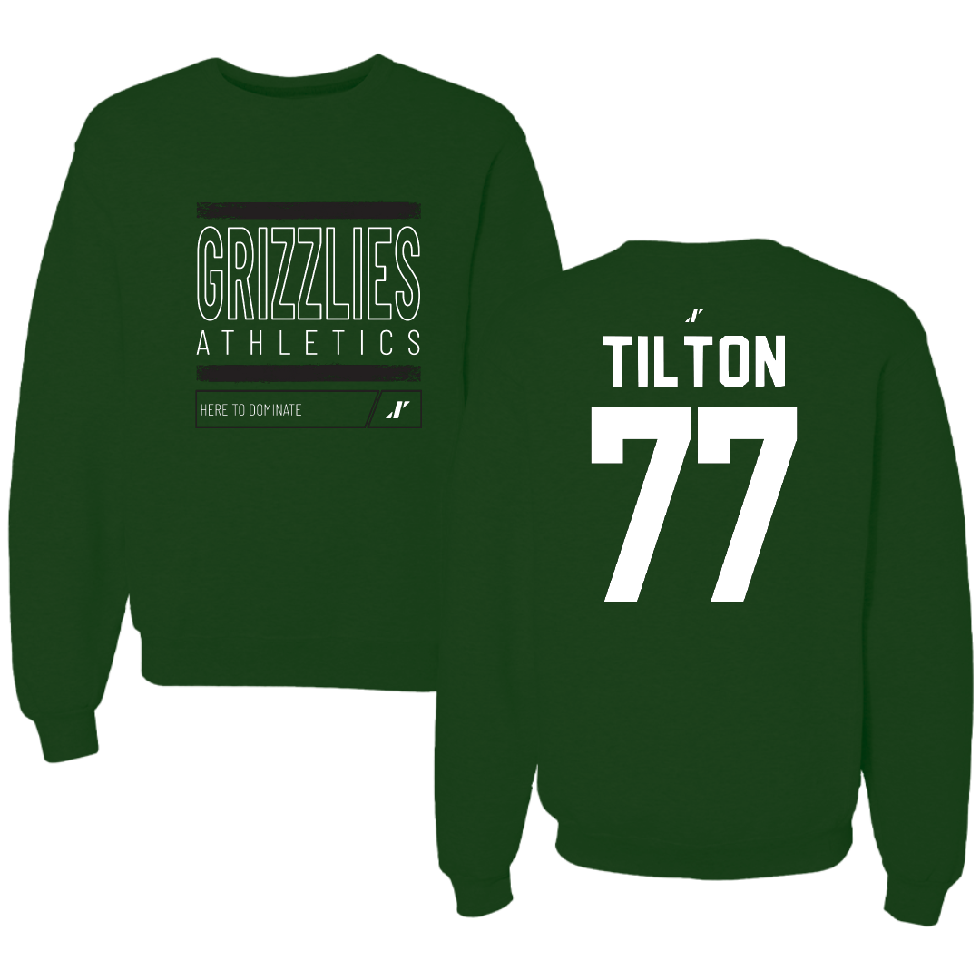 Adams State University Football Forest Green Dominate Crewneck - #77 Wyatt Tilton