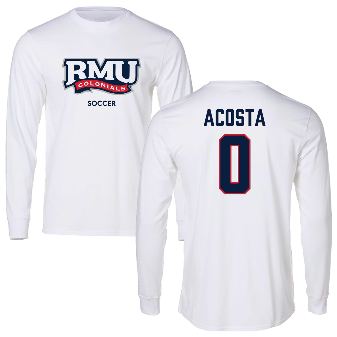 Robert Morris University Soccer (M) White Mascot Long Sleeve - #0 Giancarlo Acosta