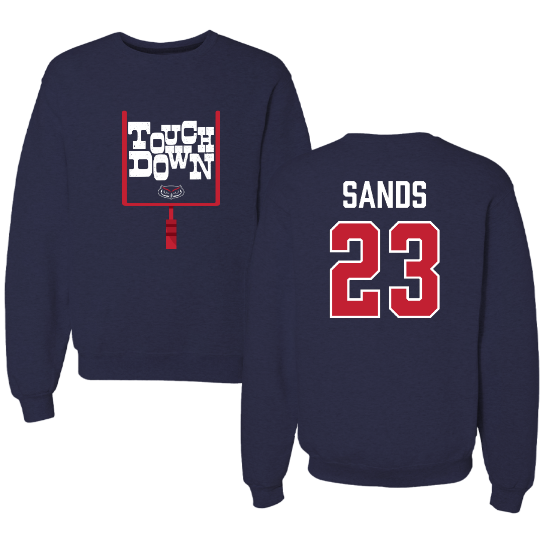 Florida Atlantic University Football Navy Touchdown Crewneck - #23 Gemari Sands