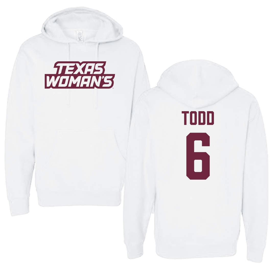 Texas Woman's University Softball White Hoodie - #6 Riley Todd