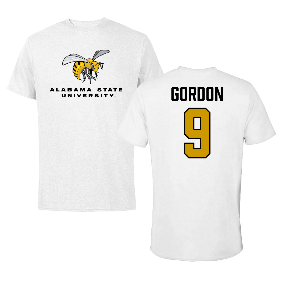 Alabama State University Football White Tee - #9 Cameron Gordon