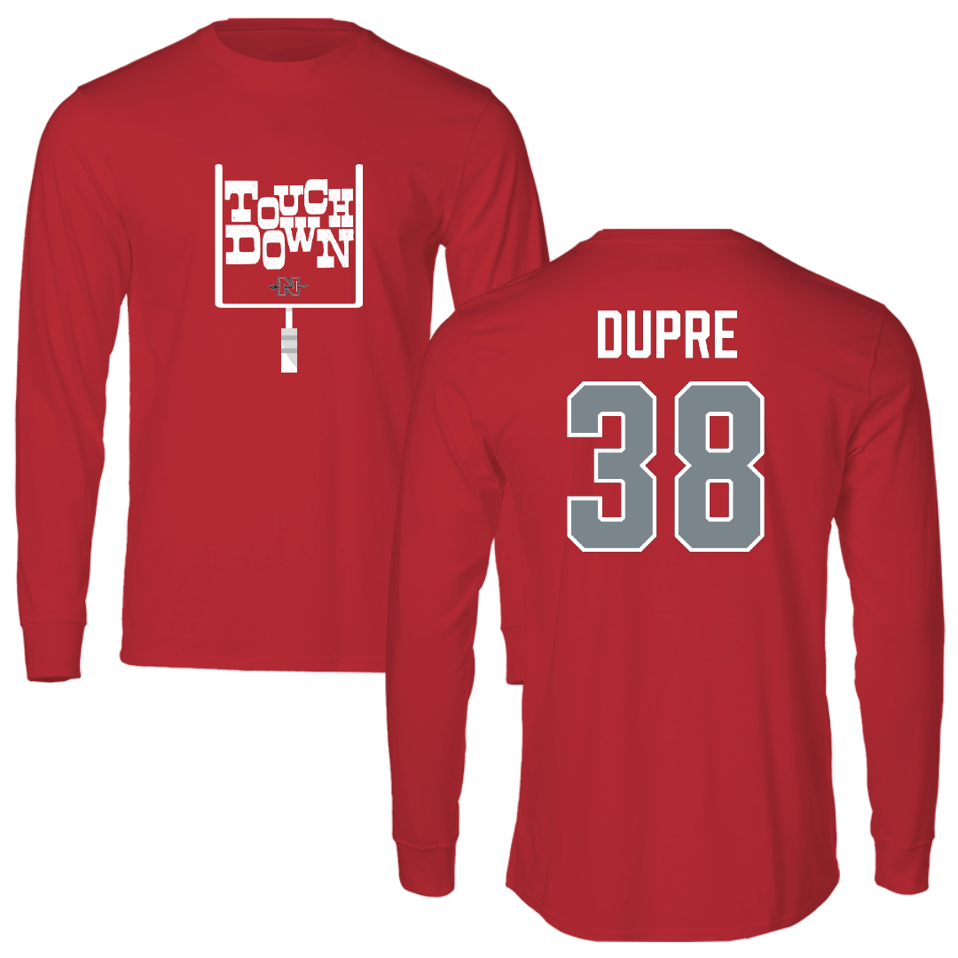 Nicholls State University Football Red Touchdown Performance Long Sleeve - #38 Kylan Dupre