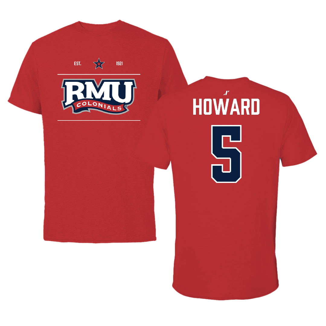 Robert Morris University Football Red General Tee - #5 Tahseen Howard