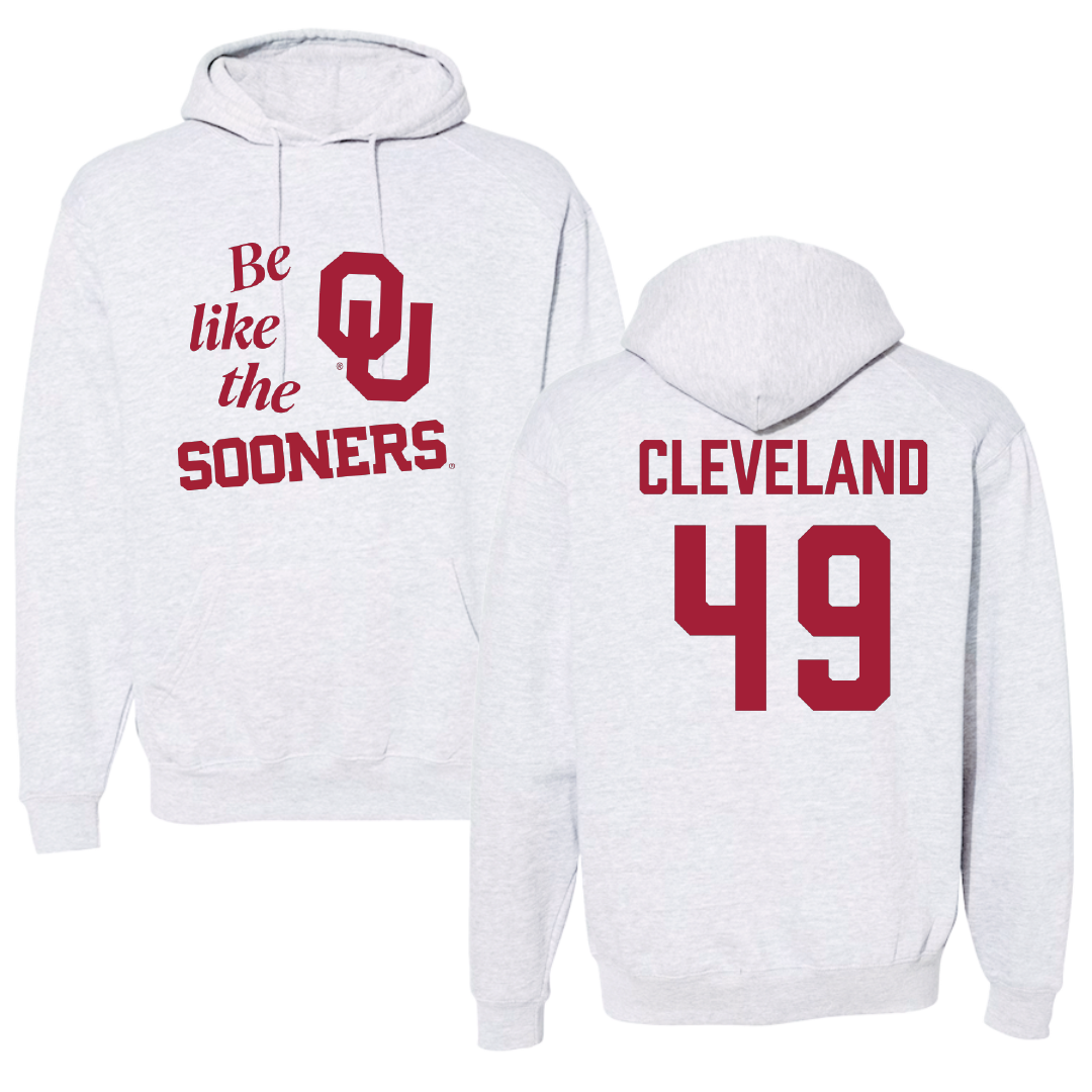 University of Oklahoma Baseball Light Gray Be Like Us Hoodie - #49 Jackson Cleveland