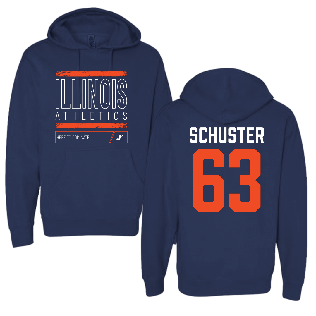 University of Illinois Football Navy Dominate Hoodie - #63 Dezmond Schuster