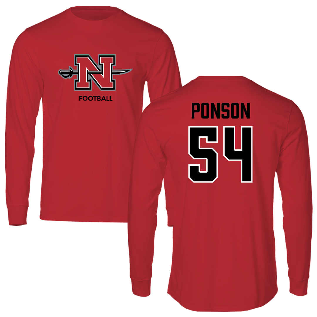 Nicholls State University Football Red Mascot Performance Long Sleeve - #54 Aaron Ponson