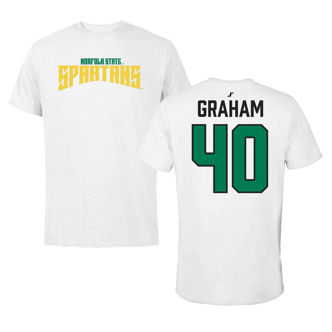 Norfolk State University Football White Classic Tee - #40 Xavier Graham