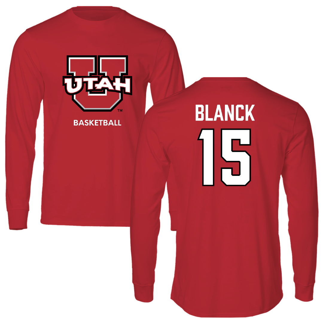 University of Utah Basketball (W) Red Utes Long Sleeve - #15 Alyssa Blanck