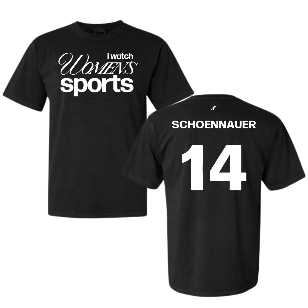 University of Utah Soccer Black WHM Comfort Colors Tee - #14 Kennedy Schoennauer