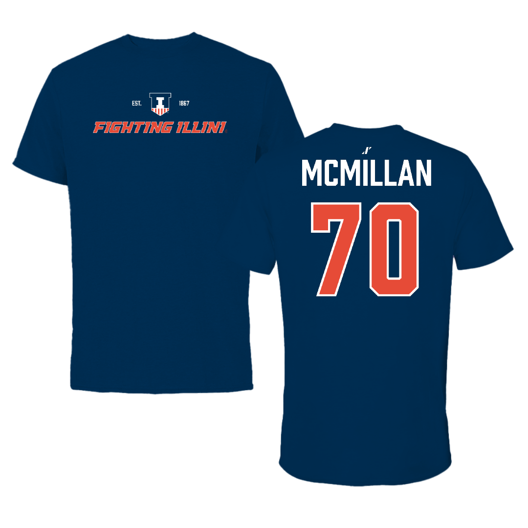University of Illinois Football Navy General Tee - #70 Tyler McMillan