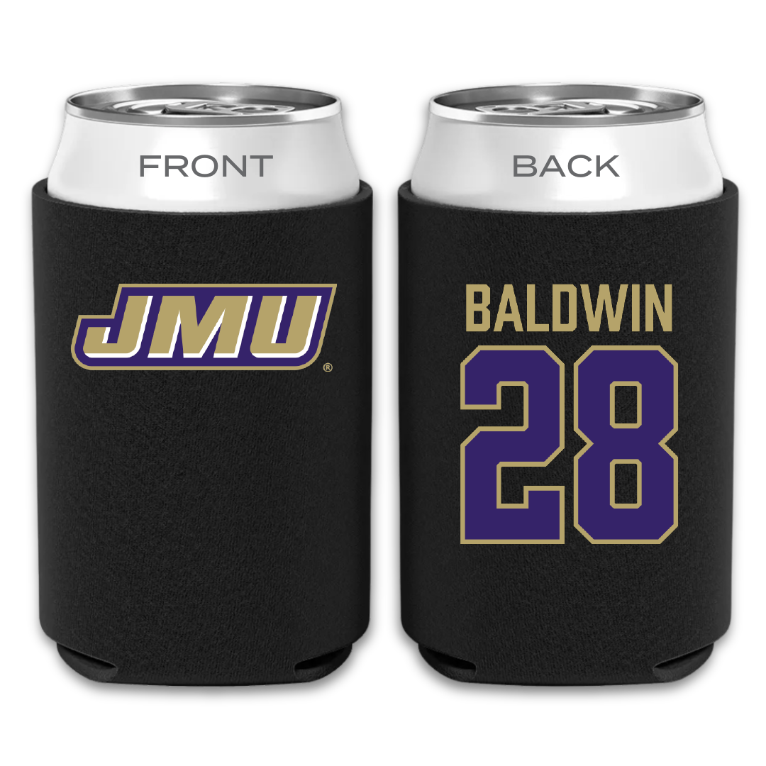 James Madison University Football Black Can Cooler - #28 Ke'Marion Baldwin
