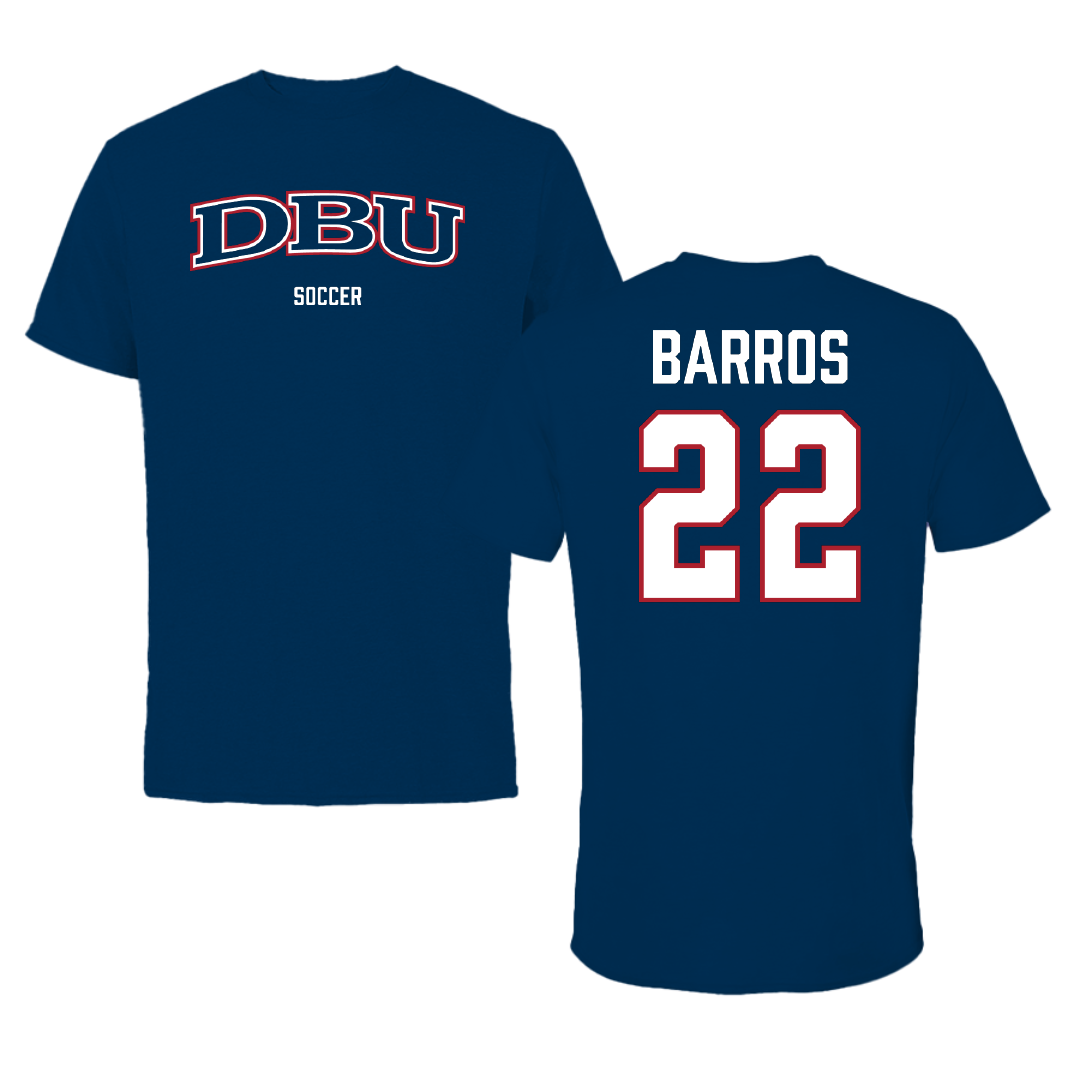 Dallas Baptist University Soccer (M) Navy Tee - #22 Nicolas Barros