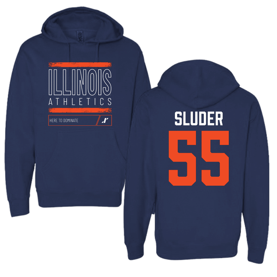 University of Illinois Softball Navy Dominate Hoodie - #55 Mallory Sluder