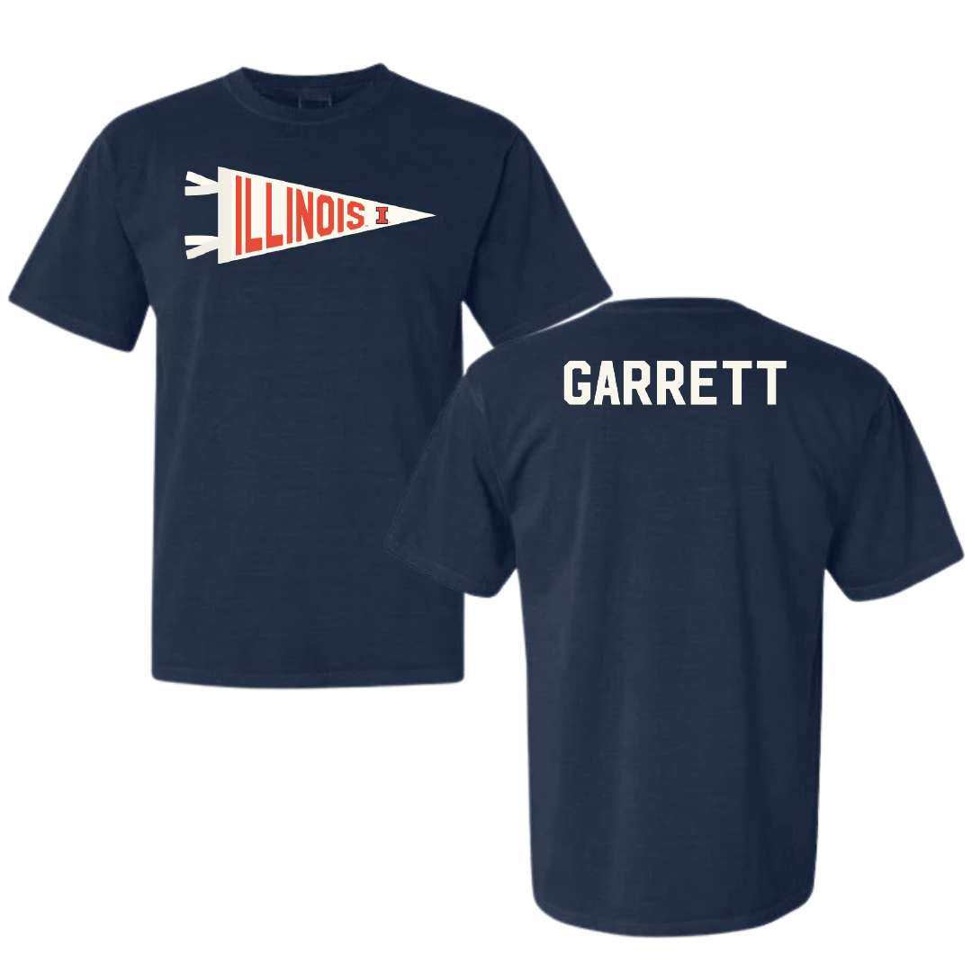 University of Illinois TF and XC Navy Pennant Comfort Colors Tee - Kam Garrett