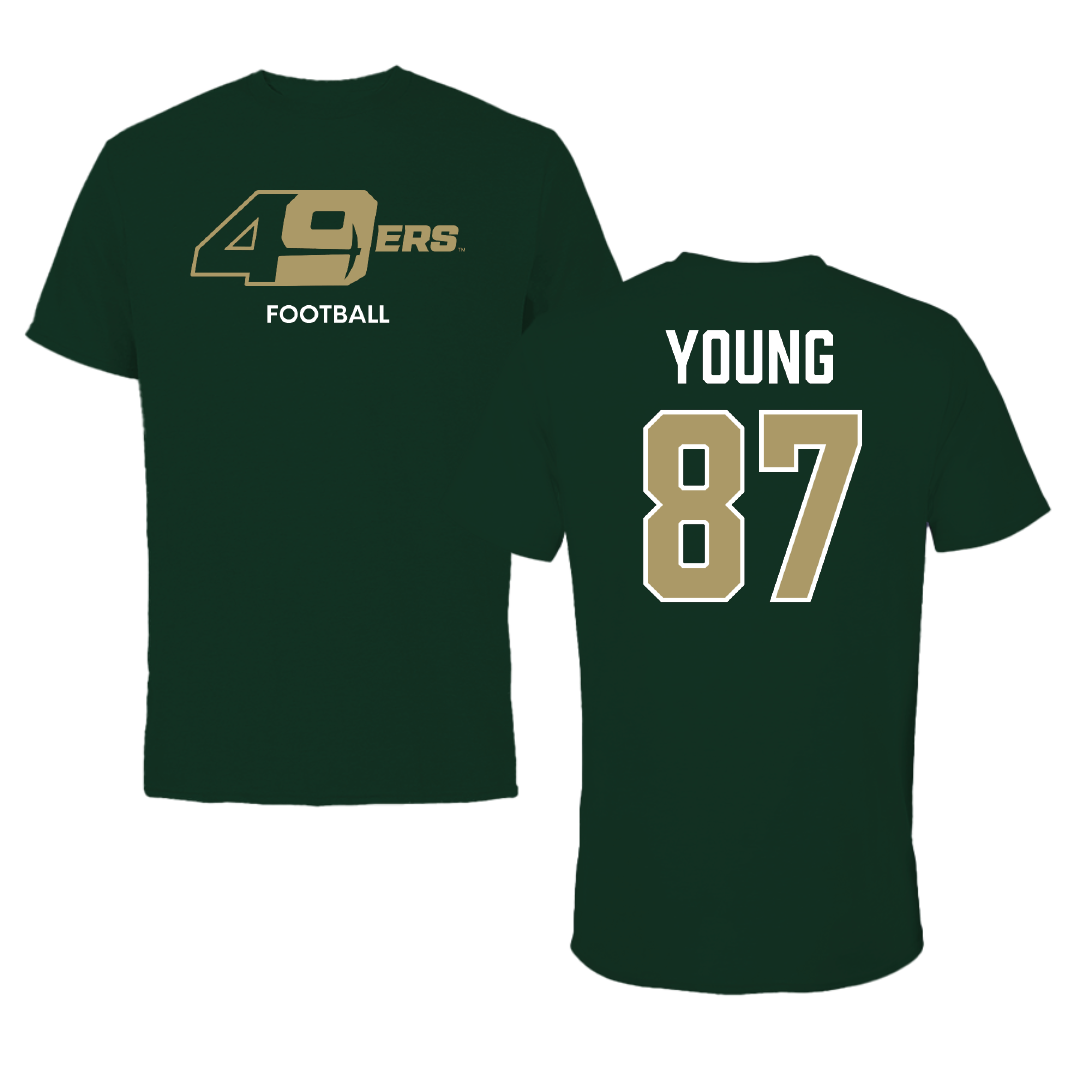 The University of North Carolina at Charlotte Football Forest Green Tee - #87 Jake Young