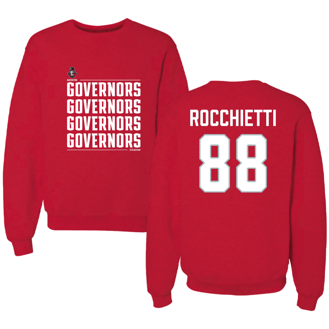 Austin Peay State University Football Red General Crewneck - #88 Corey Rocchietti