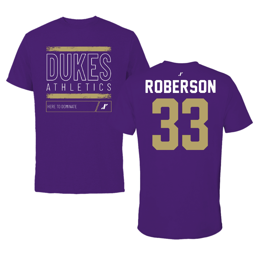 James Madison University Basketball Purple Dominate Performance Tee - #33 Jerrell Roberson